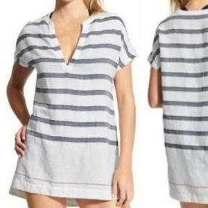 Athleta Women's Sz. XS Blue & White Stripe Linen Swim Cover Up